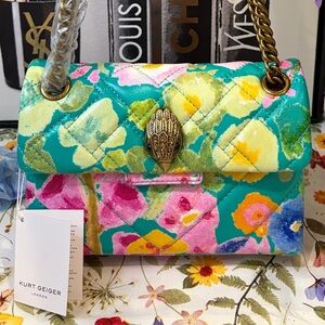 NWT KURT GEIGER THE KENSINGTON VIBRANT Quilted Shoulder/Crossbody & dust bag🩷💛💚
